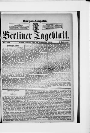 Berliner Tageblatt und Handels-Zeitung vom 11.11.1881