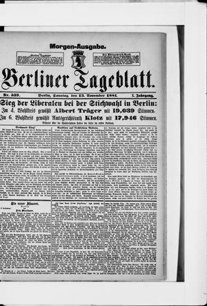 Berliner Tageblatt und Handels-Zeitung vom 13.11.1881