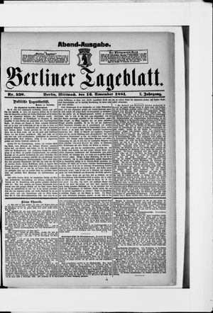 Berliner Tageblatt und Handels-Zeitung vom 16.11.1881