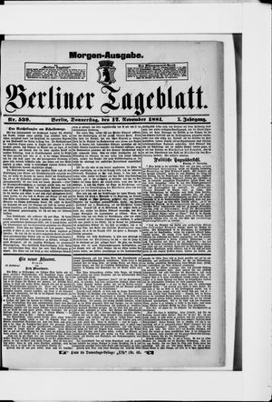 Berliner Tageblatt und Handels-Zeitung vom 17.11.1881
