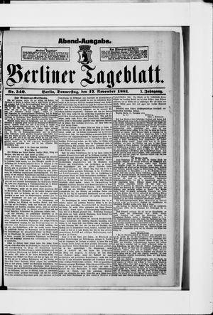Berliner Tageblatt und Handels-Zeitung vom 17.11.1881