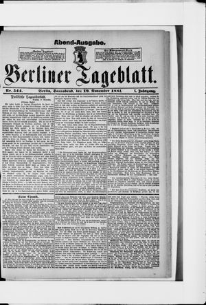 Berliner Tageblatt und Handels-Zeitung vom 19.11.1881