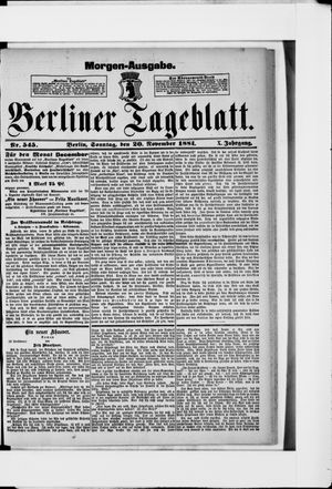 Berliner Tageblatt und Handels-Zeitung vom 20.11.1881