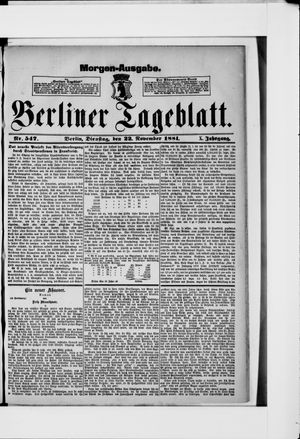 Berliner Tageblatt und Handels-Zeitung vom 22.11.1881