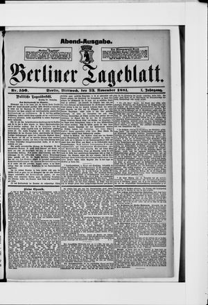 Berliner Tageblatt und Handels-Zeitung vom 23.11.1881
