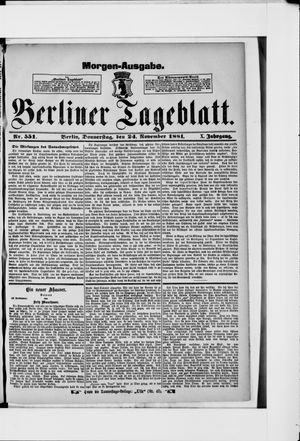 Berliner Tageblatt und Handels-Zeitung vom 24.11.1881