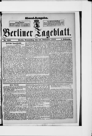 Berliner Tageblatt und Handels-Zeitung vom 24.11.1881