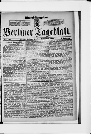 Berliner Tageblatt und Handels-Zeitung vom 25.11.1881
