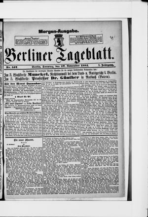 Berliner Tageblatt und Handels-Zeitung vom 27.11.1881
