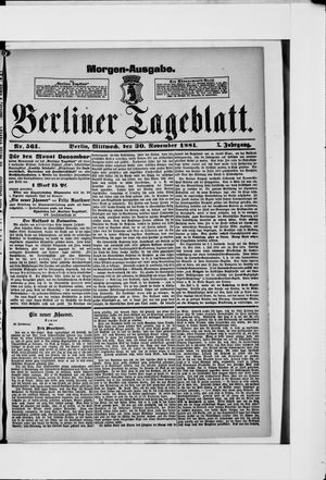 Berliner Tageblatt und Handels-Zeitung vom 30.11.1881