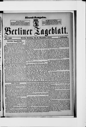 Berliner Tageblatt und Handels-Zeitung vom 02.12.1881