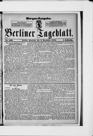Berliner Tageblatt und Handels-Zeitung vom 04.12.1881