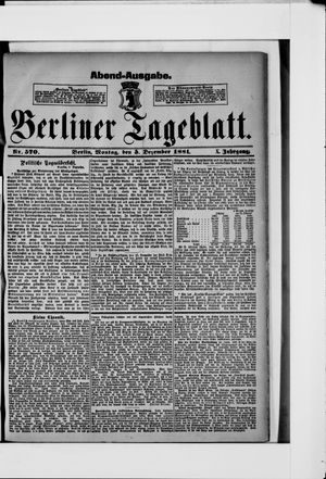 Berliner Tageblatt und Handels-Zeitung vom 05.12.1881