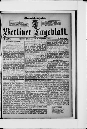 Berliner Tageblatt und Handels-Zeitung vom 06.12.1881