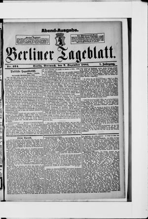 Berliner Tageblatt und Handels-Zeitung vom 07.12.1881