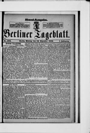 Berliner Tageblatt und Handels-Zeitung vom 12.12.1881