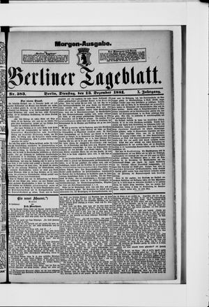 Berliner Tageblatt und Handels-Zeitung vom 13.12.1881