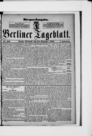 Berliner Tageblatt und Handels-Zeitung vom 14.12.1881