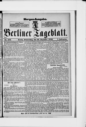 Berliner Tageblatt und Handels-Zeitung vom 15.12.1881