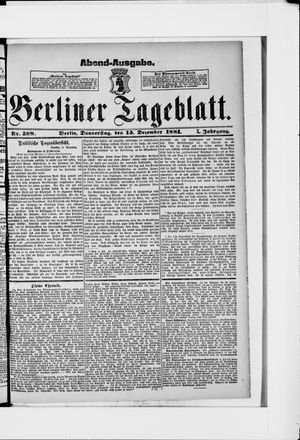 Berliner Tageblatt und Handels-Zeitung vom 15.12.1881