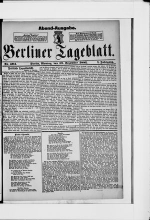 Berliner Tageblatt und Handels-Zeitung vom 19.12.1881