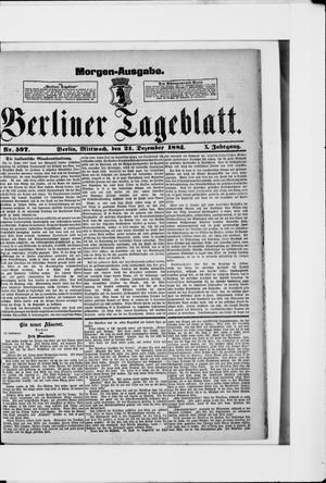 Berliner Tageblatt und Handels-Zeitung vom 21.12.1881