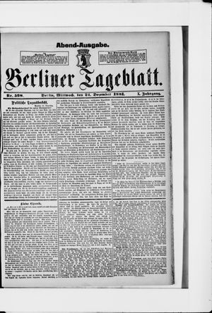 Berliner Tageblatt und Handels-Zeitung vom 21.12.1881