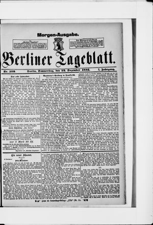 Berliner Tageblatt und Handels-Zeitung vom 22.12.1881