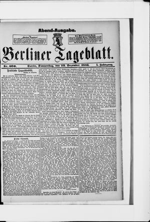 Berliner Tageblatt und Handels-Zeitung on Dec 22, 1881