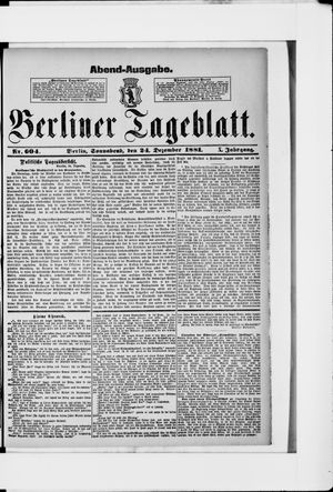Berliner Tageblatt und Handels-Zeitung vom 24.12.1881