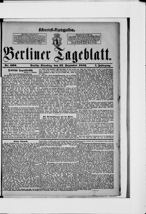 Berliner Tageblatt und Handels-Zeitung vom 27.12.1881