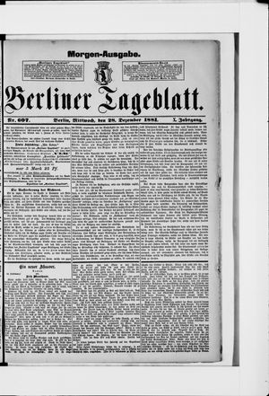 Berliner Tageblatt und Handels-Zeitung vom 28.12.1881