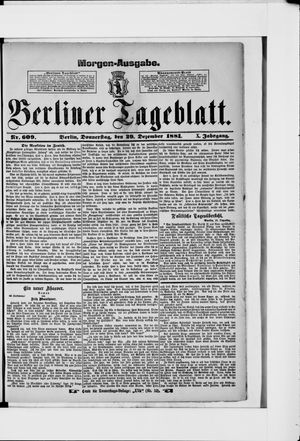 Berliner Tageblatt und Handels-Zeitung vom 29.12.1881
