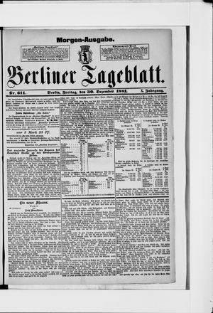 Berliner Tageblatt und Handels-Zeitung vom 30.12.1881