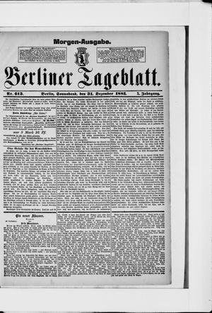 Berliner Tageblatt und Handels-Zeitung on Dec 31, 1881