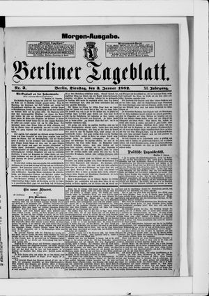 Berliner Tageblatt und Handels-Zeitung vom 03.01.1882