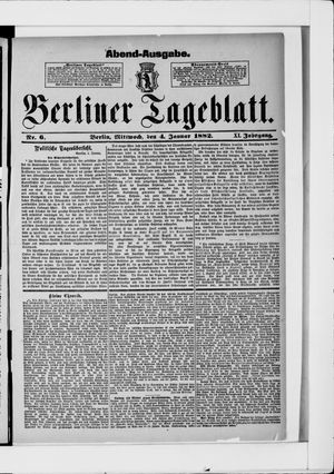 Berliner Tageblatt und Handels-Zeitung vom 04.01.1882