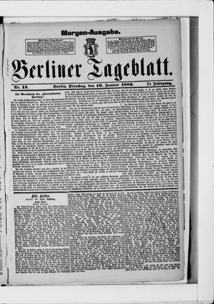 Berliner Tageblatt und Handels-Zeitung vom 10.01.1882