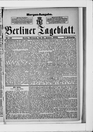 Berliner Tageblatt und Handels-Zeitung vom 11.01.1882
