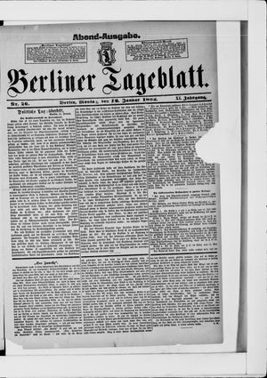 Berliner Tageblatt und Handels-Zeitung on Jan 16, 1882