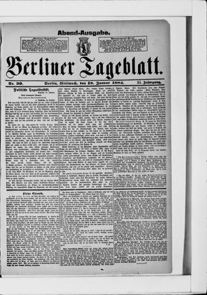 Berliner Tageblatt und Handels-Zeitung vom 18.01.1882