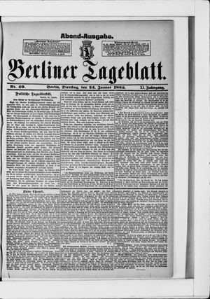 Berliner Tageblatt und Handels-Zeitung vom 24.01.1882