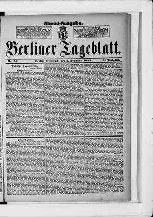 Berliner Tageblatt und Handels-Zeitung vom 01.02.1882