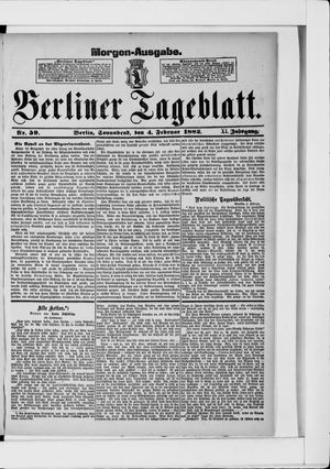 Berliner Tageblatt und Handels-Zeitung on Feb 4, 1882
