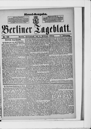 Berliner Tageblatt und Handels-Zeitung vom 04.02.1882