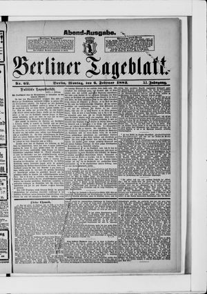 Berliner Tageblatt und Handels-Zeitung vom 06.02.1882