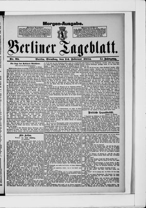 Berliner Tageblatt und Handels-Zeitung on Feb 14, 1882