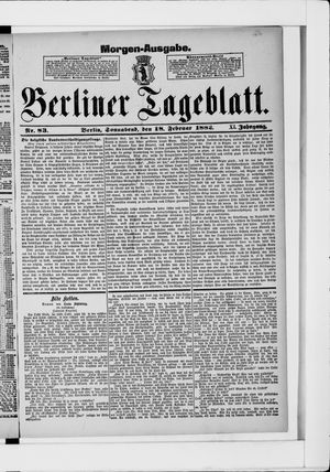 Berliner Tageblatt und Handels-Zeitung vom 18.02.1882