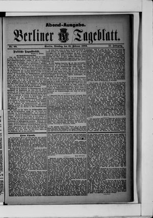 Berliner Tageblatt und Handels-Zeitung vom 21.02.1882