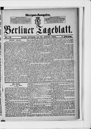 Berliner Tageblatt und Handels-Zeitung vom 22.02.1882